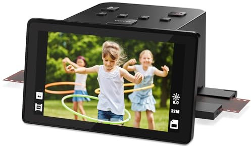 Escáner digital de película y diapositivas con gran pantalla LCD de 5 pulgadas, escáner de diapositivas para digitalizar escáner negativo, convierte 135, 126 KPK, 110 negativos y película Super 8 a 22