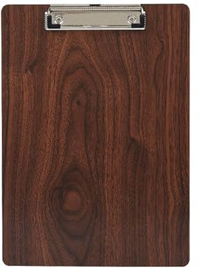 Hoj424 - Pinza per menù da cucina, in legno massiccio, con pinza per ricette per tagliere e piatti, 31,5 x 22,6 x 0,25 cm, colore: Marrone