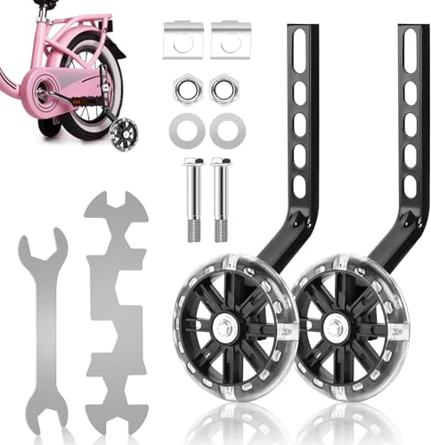 1 Paire Stabilisateurs de vélo, Roulette Velo Universelle pour Vélos, Roues de Support pour Vélo Stabilisateurs de Sécurité Réglables pour Vélos à Une Seule Vitesse de 12 à 20 Pouces
