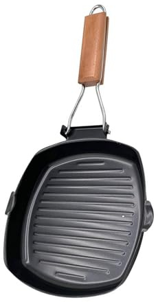 LAIOUSN Poêle à griller antiadhésive pliable de 24,1 cm, idéale pour une utilisation sur la cuisinière, fond rayé et bec verseur facile
