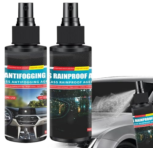 Antiappannante Vetri Auto,Idrorepellente Vetri Auto,Spray Antiappannante,Detergenti Vetri Auto Antipioggia e Antiappannante Parabrezza e Finestrini Interni Vehicolo,Adatto per Vetri del Bagno