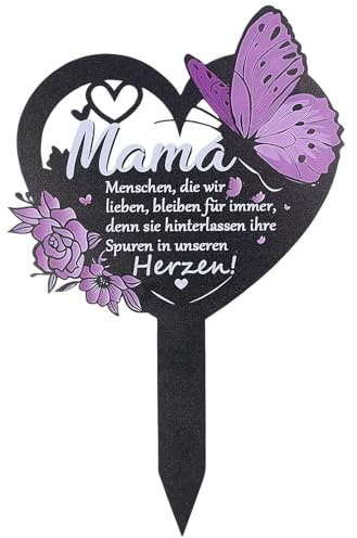 KIKVTER Decorazione per sepoltura a forma di cuore, resistente alle intemperie, con incisione per mamma, persone che amiamo, rimangono per sempre, perché lasciano le loro tracce nei nostri cuori!