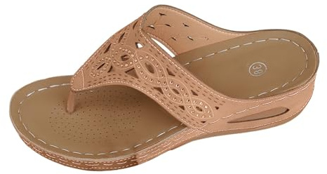 Läppflops för kvinnor sommar sport sandaler ortopediska skor plantar fasciit andningsbara stringtrosor läder öppen tå slip-on promenadsandaler ankelrem kil sandaler med fotvalv stöd