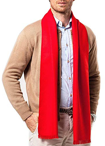 Shubb Men's Scarf, Soft and Warm Cashmere Feel Scarf for Men Winter Scarves Long, Red