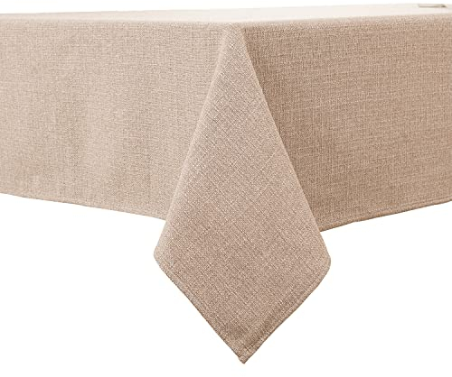BALCONY & FALCON Tischdecke 120 x 120 cm Eckig Wasserdicht Tischdecke Leinenoptik Tischtuch abwaschbar Tischtuch Leinen Tischläufer Tischwäsche Eckig Beige