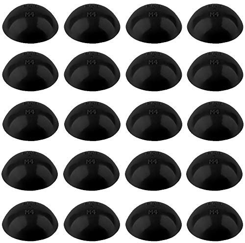 20x CACHE VIS PLASTIQUE NOIR Ø14MM AVEC LÈVRE D'ÉTANCHÉITÉ POUR VIS À TÊTE CYLINDRIQUE BOMBÉE CAPUCHON