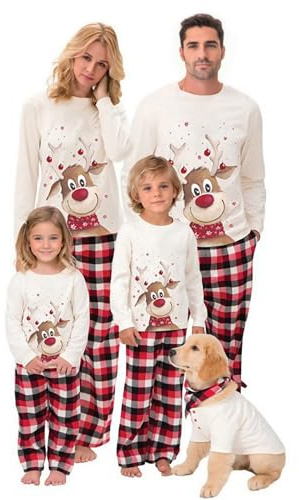 SAMGU Pigiama Famiglia Natale Set Pigiama di Capodanno Indumenti da Notte Abiti Natalizi Tuta per papà Mamma Bambini