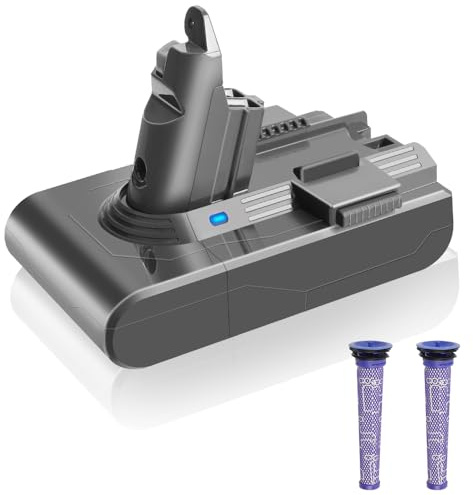 Power Elektro Upgraded 21.6V 4.5Ah Battery for dyson v6 battery replacement V6 DC58 DC59 DC61 DC62 DC72 DC74 Absolute Animal Motorhead Slim SV03 SV04 SV05 SV06 SV07 SV09 with 2 Pack Filte