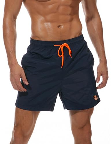 ZOXOZ Herr Badshorts Klassiska Surfbyxor, Bekväma Badbyxor med Ventilerande Nätfoder och Elastisk Midja för Strand, Pool och Vattenaktiviteter Mörkblå 3XL