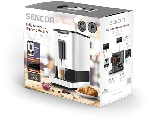 SENCOR Machine Expresso Automatique 19 Bars Compact - Auto Cleaning - Broyeur Café à grain - Machine à Café Espresso automatique - Broyeur Barista Express, Thermoblock et Système de Brassage Breveté