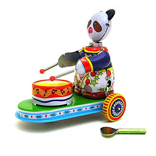 Charmgle Panda Car Toy Retro Wind-Up Toys Christmas Stocking Stuffers Toy, Adult Collection Metal Tins Toy Photography Props Novelty Gifts