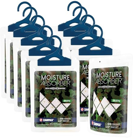 Zarpax Moisture Absorbers for Gun Safe 7.5 oz/212g - Dehumidifier Prevents Corrosion - Protects Gear - Desiccant Removes Excess Moisture - Set of 10