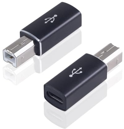 Danfetsoy USB C to USB B Printer Adapter, USB B Male to Type C Female Adapter for Printer, Electric Piano, Laptops (2pack, Black)