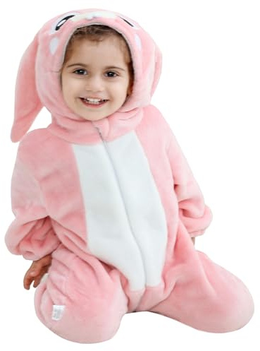 MivBuks Unisexe Grenouillère Combinaison Bébé Pyjama Déguisement Animal Barboteuse à Capuche Costume pour Bébé Fille Garçon 0-24 Mois