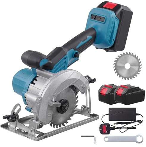 18V Li-Ion 125mm Cordless Brushless Circular Saw - Includes Multi-Material Blade, Cuts Wood, Metal, Plastic & More,Guide and 2 Battery Included