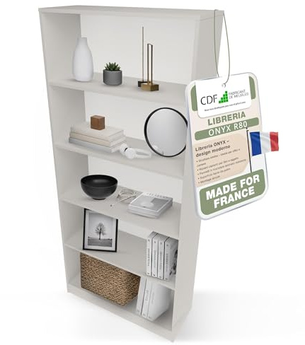 CDF Bibliothèque Ouverte Meuble à Case de Rangement avec Compartiments Colonne pour Bureau Salle à Manger Home Office Salon Livres Dossiers Décoration Chambre Modern Vertical - Cachemire 80 cm