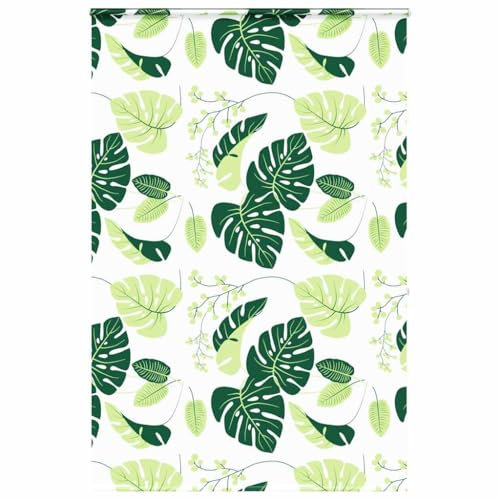 vidaxl shower roller blind with cassette - 150x240 cm, water- peva, green leaf pattern - modern style for bathroom privacy and space-saving