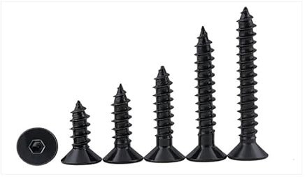 MIKFESPO 10pcs M3 M4 M5 M6 Lenght 6-40mm Black 8.8 Flat Head Hex Socket Tapping Screw Nail Hexagon Socket Countersunk Head Cap Self Tapping Screw(25mm,M5)