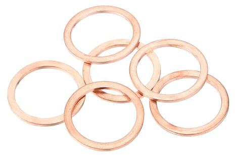QUARKZMAN 6 Pcs Rondelles Plates en Cuivre Améliorées 22x28x1,5mm Métrique | Rondelles d'Étanchéité pour Raccords Hydrauliques, Vis, Boulons et Écrous, Réparation Électronique