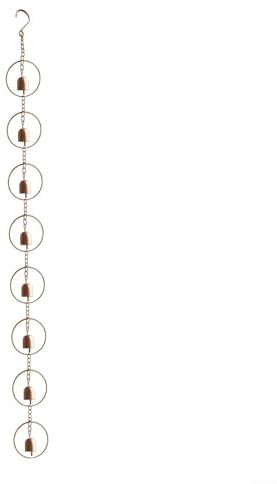 CWOQOCW Decorative Rain Chain 1M Metal Wind Chime Garden Downspout Replacement Copper Finish For Roof Awning Shed Pavilion Outdoor Decor(bell)