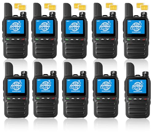 KAYOTOM Lifetime Free Unlimited Range Rapid Global Walkie Talkies PTT Push-to-Talk Over Cellular Nationwide 5000 Miles POC 4G LTE Handheld Long Range Two Way Radio for Team Management (10Pack and SIM)