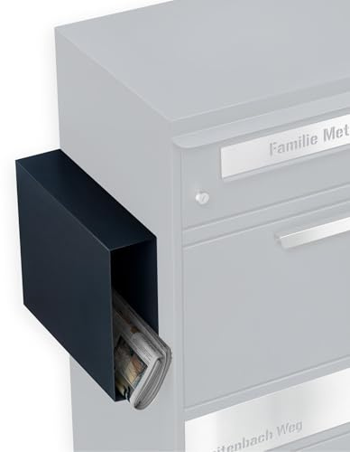 Metzler® Zeitungsfach für Paketbox mit selbstklebender Montage und wetterfester Ausführung RAL 7016 Anthrazit kratzfest UV-beständig passend für Bispo flexibel positionierbar außen robust