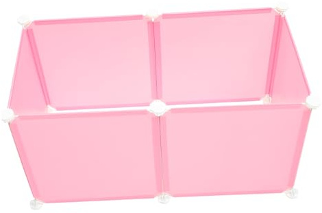 iplusmile Valla Protectora para Hámster y Conejos Desmontable, 6 Piezas de Plástico Rosa 35x35 Cm, Parque Interior Seguro para Mascotas Pequeñas y Erizos