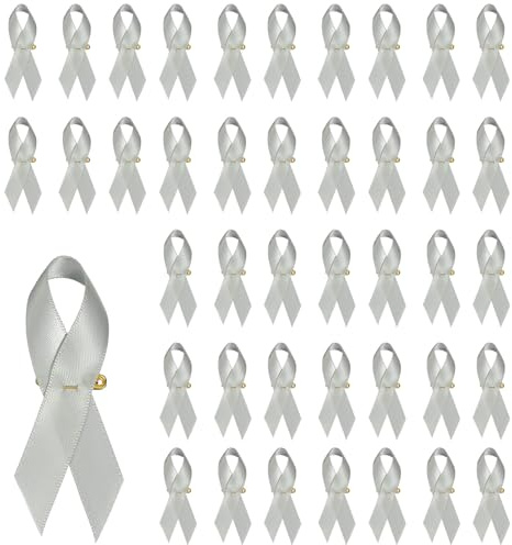 PATIKIL Lot de 50 épingles à nourrice en ruban de satin en polyester avec épingles à nourrice pour événements sociaux de bienfaisance, fête, décoration de vêtements, anniversaire, argent clair