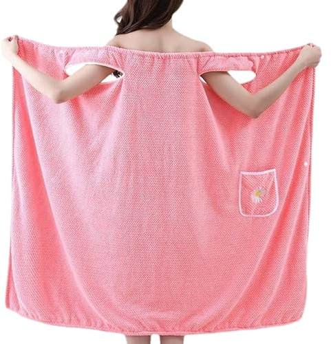 Yaztauho Towel Robe For Women After Shower - 90x135cm Womens Wearable Coral Fleece Bath Towel, Quick Dry Absorbent Bathing Skirt For Spa Sauna Bathtub, With Pocket, Suitable For Home, Travel, Beach