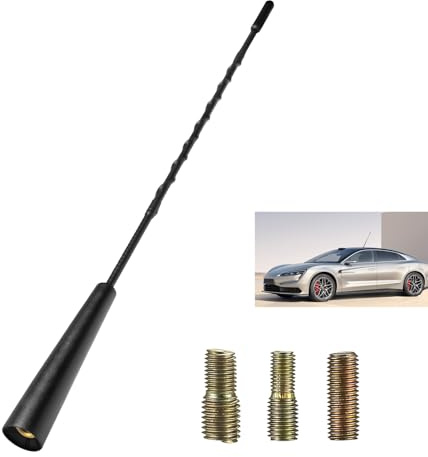 Antenna universale per auto FM AM 28 cm, antenna per tetto, ricambio auto, ricezione radio stabile ad alta sensibilità, asta flessibile in gomma, compatibile con filettatura M4 M5 M6 per veicolo