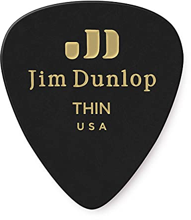 Dunlop Classic, Plettri Per Chitarra In Celluloide, Confezione Da 12 Pezzi Thin Black