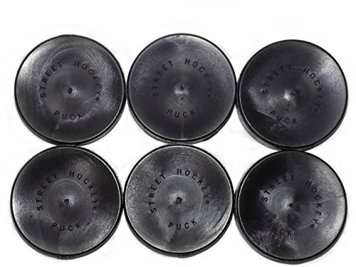 MyLec Hockey Pucks for Outdoor Hockey, Training Pucks for Street Hockey, Durable & Lightweight Solid Plastic Pucks, No Friction Ice Hockey Pucks, One-Size (Black, Pack of 6)