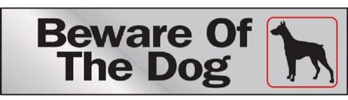 Hy-Ko Products 441 - Beware of Dog Self Adhesive Aluminum Sign 2 in x 8 in Silver/Red, 1 Each