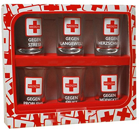 Snapsglas 6 stycken 7 cm medicin i presentkartong