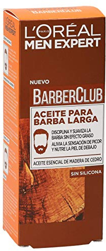 L'Oreal Men Expert Barber, Aceite para barba larga de uso diario, Enriquecido con aceite de cedro: doma, acondiciona y suaviza el vello facial, 30 ml