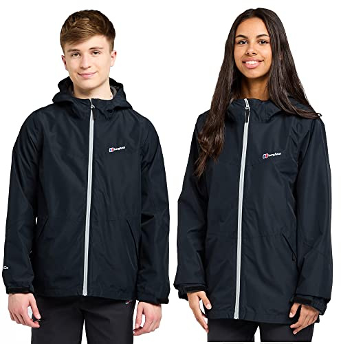 Berghaus Kids' Stokesley 3-in-1 Jacket with Fleece Midlayer, Hood & Reflective Detailing, Waterproof & Warm Raincoat for Boys & Girls (UK, Age, 5 Years, 6 Years, Regular, Black)
