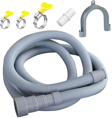 Lyplus 16.4ft Washing Machine Drain Hose With Clamp, Universal Extension Hose Kit for Washing Machine, Dryer, Heavy-Duty Hoses Fit up to 1-1/2 Inch Drain Outlets, Fit for Whirlpool, LG, GE, Samsung