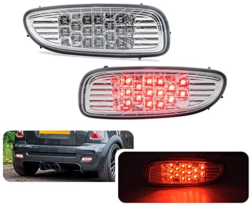 njssjd LED-Nebelschlussleuchten kompatibel mit Mini JCW R56 R57 R58 R59 klare Linse rote LED-Nebelschlussleuchte Montage