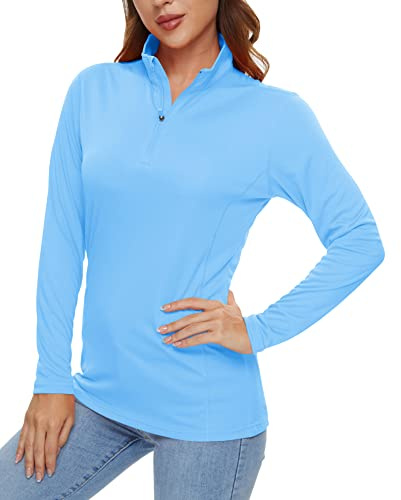 KEFITEVD Camiseta de Manga Larga para Correr para Mujer Transpirable Ligera para Entrenamiento Cascada Azul, S