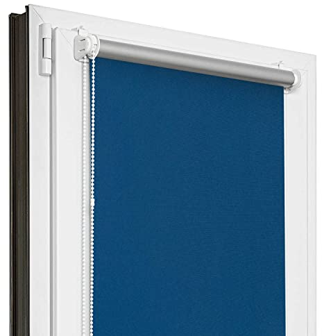 Estika Verdunklungsrollo Thermorollo ohne Bohren - 100 cm x 150 cm - Blau - 13 Stoff Farben, Rollos für Fenster ohne Bohren, Klemmfix rollos für Fenster innen (100 cm Stoffbreite)