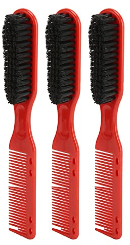 3 Pièces Brosse de Coiffage à Double Tête pour Hommes, Brosse de Coiffage pour Coupe de Cheveux 2 en 1 avec Poignée Ergonomique, Brosse de Toilettage de Barbe Respectueuse de la Peau avec Poils en Nyl