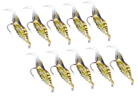 10Pcs Shrimp Simulation Soft, Voodoo Shrimp 2In Gulp Prawn Lure Bait Hook Tackle Bass Fishing Lures