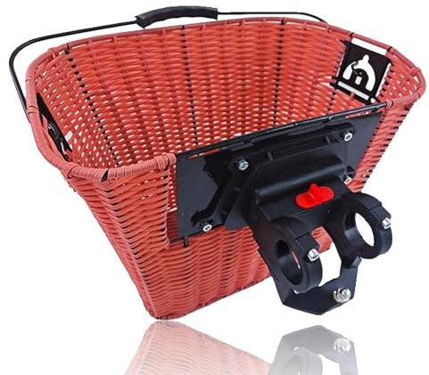 Universal Fahrradkorb abnehmbar für vorne & hinten | Belastbarkeit: 3,5 kg | Lenkerkorb [engmaschig] mit Clip On Befestigung | Vorderrad Einkaufskorb aus Stahl | Mehrzweck-Korb schwarz mit Tragebügel