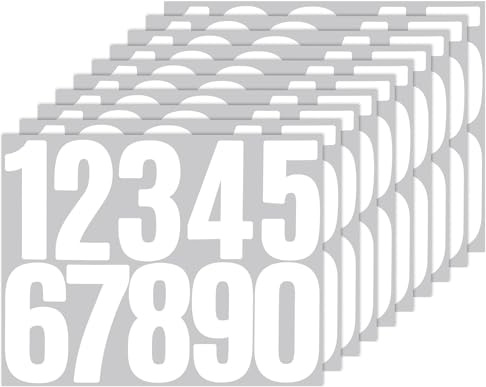 ZEYIYER 100 PCS Stick on Numbers for Wheelie Bins, 3 Inch Vinyl Bin Number Stickers, Self Adhesive 0-9 Waterproof Sticky Numbers for Wheelie Bins Door Residence Address (White)