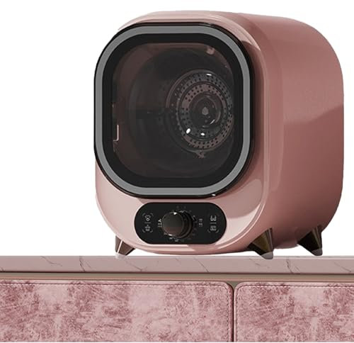 Piccola asciugatrice a tamburo, mini asciugatrice centrifuga, asciugatrice portatile silenziosa con potente turboventola, serratura magnetica della porta, asciugatrice da tavolo indipendente(Pink)