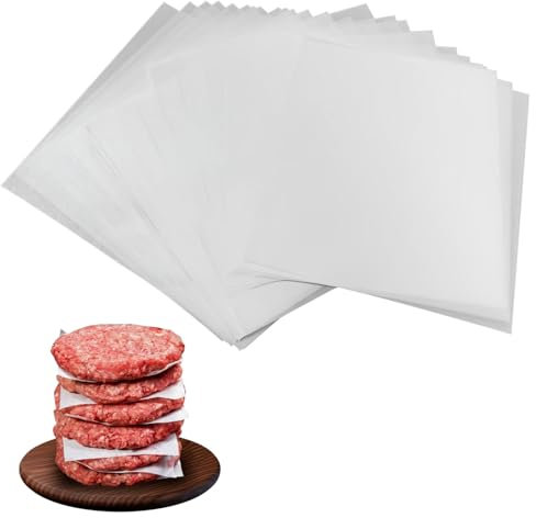 200Pcs 6 X 6 Square Burger Paper Sheets,15X15cm Non Stick Wax Burgerpapers,Greaseproof Parchment Paper,Waxpaper Sheets for Foods Seperating Patty Meat Beef Cookies Storing Cake Tin