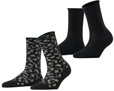ESPRIT Art Pattern Multipack W So algodón estampados 2 pares, Calcetines Mujer, Negro Black 3000, 35-38