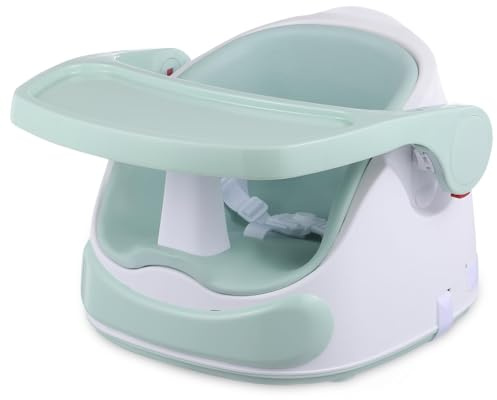 Lesbyit Kindersitzerhöhung,Baby Booster Sitz mit Extra-Großem Tablett, Sicherer & Leichter Tischsitz für Kinder, Baby Sitzhilfe, Einfach zu Reinigen, Weiß (40x47x30 cm)