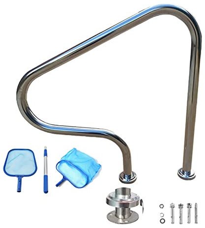 MYRDBT Pool Rail Pool Railing, Pool Handrail, Pool Rails for Inground Pool Entry Pool Skimmer Set 304 Stainless Steel 260lbs Load Capacity Rustproof Ergonomic Swimming Pool Handrail