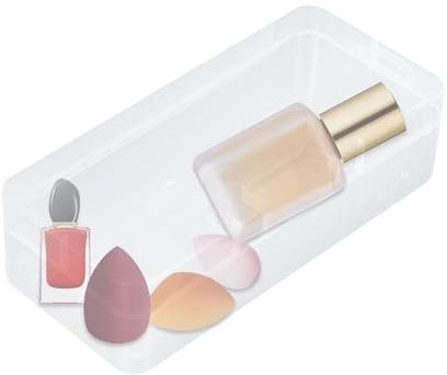 Mini Organizer Bin - Contenitore Di Stoccaggio Trasparente, Set Di Scatole Sul Coperchio A Flap | Custodia Di Smistamento Rettangolare Impilabile, Porta Utility Compatto Per Trucco, Ufficio, Gioielli,